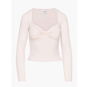 Aritzia Pale Pink Long Sleeve Twist Front Top